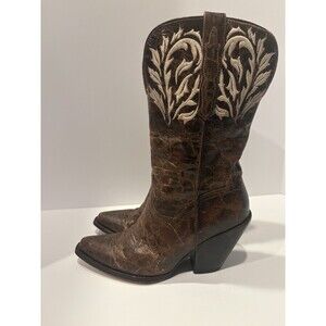 Dan Post DP4322 Women's Brown Teal Leather Cowboy Western Boots Size 7 M Vintage